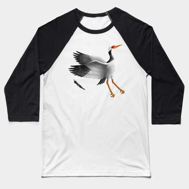 Snow Crane(Siberian White Crane) Baseball T-Shirt by CleanRain3675